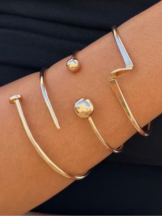 adornia Jewelry - Gold Adornia three Open Cuff Bracelet Set